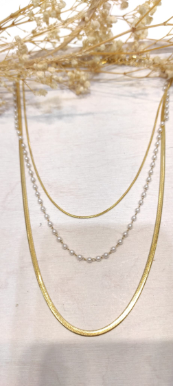 Grossiste Lolo & Yaya - Collier multi rangs perles en acier inoxydable