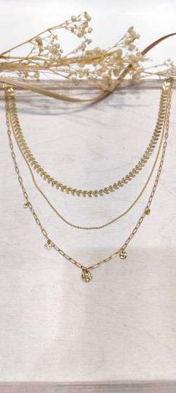 Wholesaler Lolo & Yaya - Rodaina multi-row necklace in stainless steel