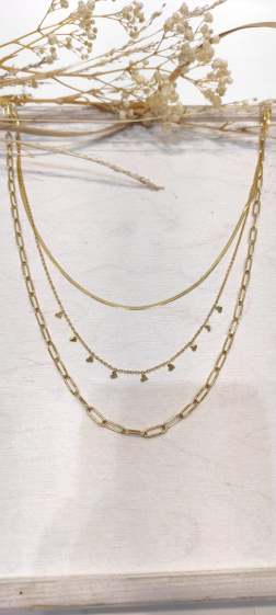 Wholesaler Lolo & Yaya - Sumayya multi-row necklace in stainless steel
