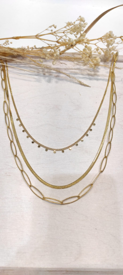 Großhändler Lolo & Yaya - Mehrreihige Sunna-Halskette aus Edelstahl