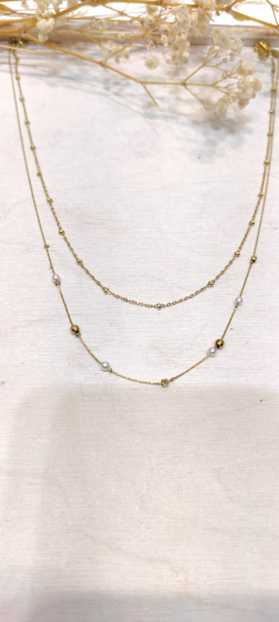 Wholesaler Lolo & Yaya - Euphrosia bead necklace in stainless steel