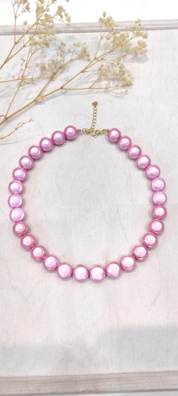 Wholesaler Lolo & Yaya - Plain magic pearl necklace with resin and steel clasp
