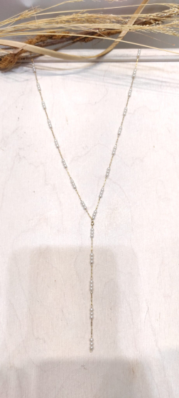 Wholesaler Lolo & Yaya - Junie Y shape pearl necklace in stainless steel