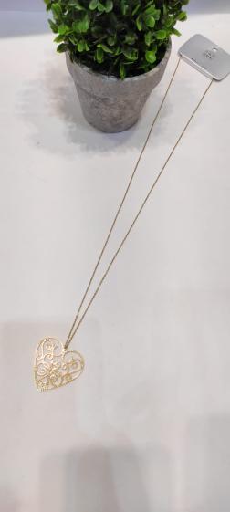 Wholesaler Lolo & Yaya - Long necklace 70cm heart Arlette in stainless steel