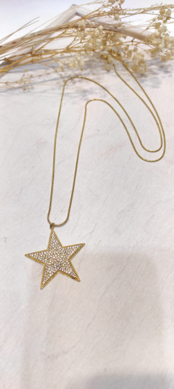 Wholesaler Lolo & Yaya - Stainless steel rhinestone star long necklace 70cm