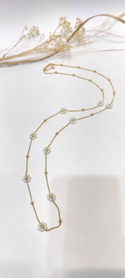 Großhändler Lolo & Yaya - 70 cm lange Marguerite-Halskette aus Edelstahl
