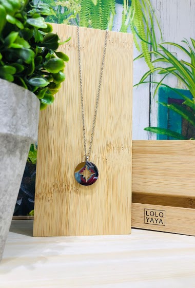Wholesaler Lolo & Yaya - Long Necklace Stella Inverse in Stainless Steel