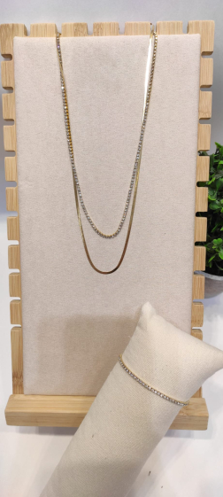 Wholesaler Lolo & Yaya - Serpentine + Diamond Necklace in Stainless Steel