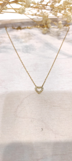 Wholesaler Lolo & Yaya - Abbee heart rhinestone necklace in stainless steel