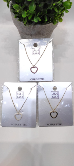 Wholesaler Lolo&Yaya - Stainless steel heart rhinestone necklace