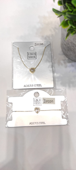 Wholesaler Lolo & Yaya - Tissia heart rhinestone necklace in stainless steel