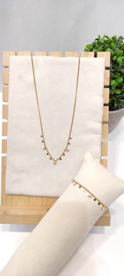 Wholesaler Lolo & Yaya - Elodie rhinestone necklace in stainless steel