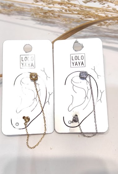 Wholesaler Lolo & Yaya - Ear cuff chaîne à 2 trous Lehna en acier inoxydable