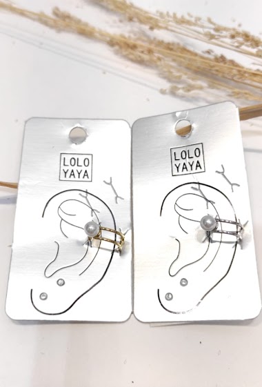 Wholesaler Lolo & Yaya - Ear cuff sans perçage perle Nelya en acier inoxydable