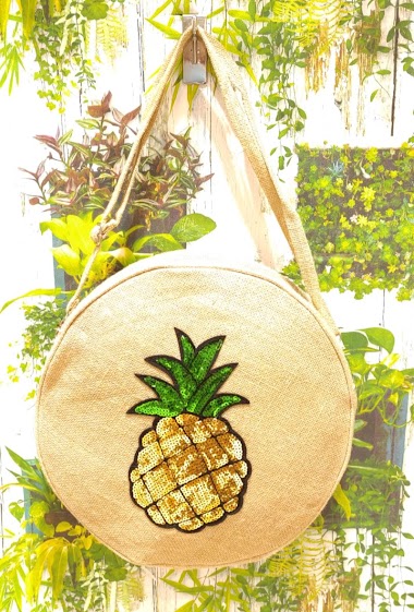 Mayorista Loya Bijoux - Large round shoulder bag Pineapple in jute