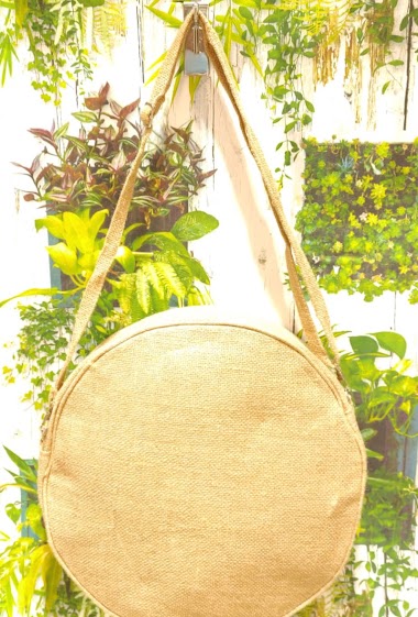 Wholesaler Loya Bijoux - Large blank round shoulder bag in jute