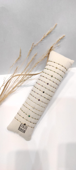 Großhändler Lolo & Yaya - Set aus 16 Gold-Email-Armbändern mit gemischten Steinen