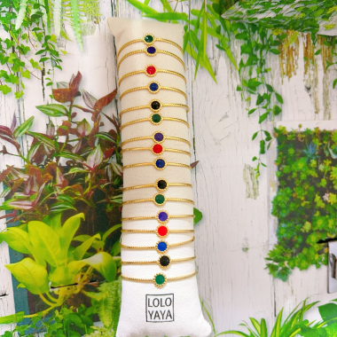 Grossiste Lolo & Yaya - Lot de 16 Bracelets jonc en acier sur présentoir offert, 4€50/pcs