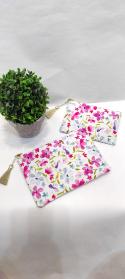 Grossiste Lolo & Yaya - Mini pochette fleurie en coton, 16cm X 11cm