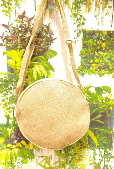 Wholesaler Loya Bijoux - Medium blank round shoulder bag in jute