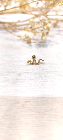 Mayorista Lolo & Yaya - Piercing de oreja con forma de serpiente de 13 mm en acero inoxidable