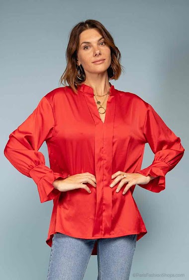 Großhändler Loriane - Silky blouse with puff sleeves