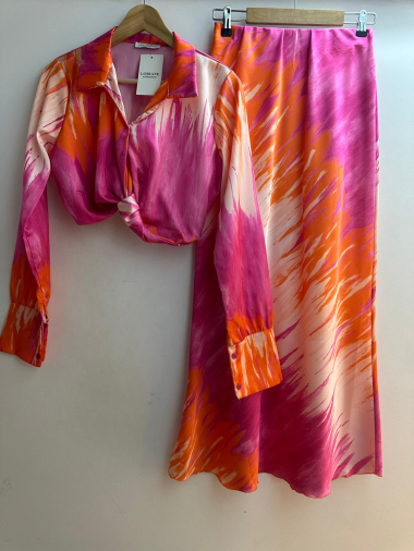 Wholesaler Loriane - Satin top and skirt set