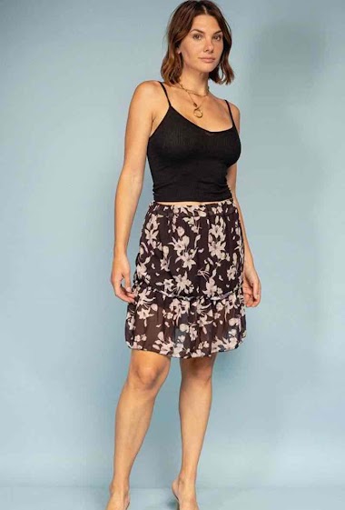 Großhändler Loriane - Skirt with ruffles and flower print