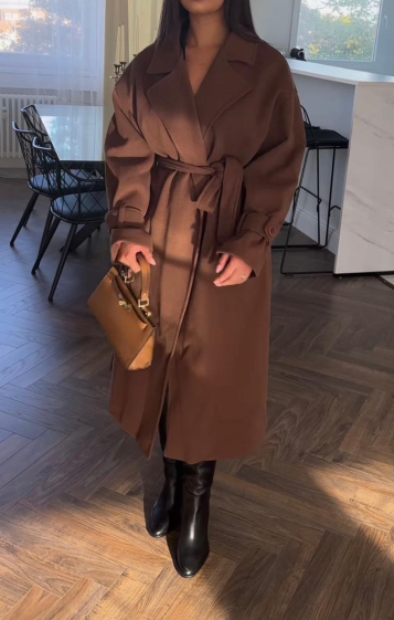 Grossiste Loriane - Manteau à poches avec ceinture