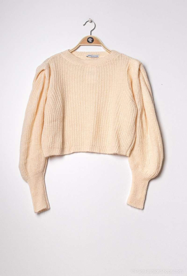 Wholesaler Loriane - Cropped jumper with puff sleeves