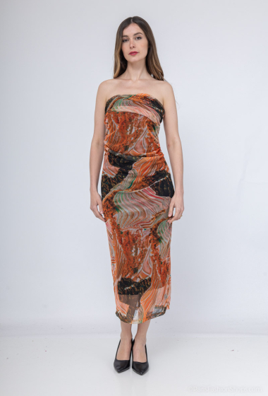 Wholesaler Loriane - PRINTED STRAPLESS DRESS