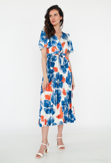 Wholesaler Loriane - Printed wrap pleated dress