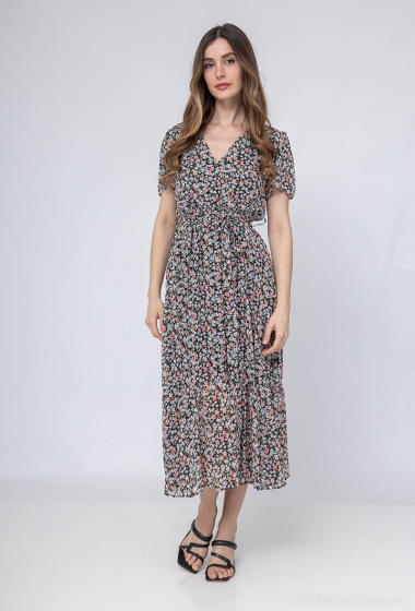 Wholesaler Loriane - Midi wrap dress with flower print