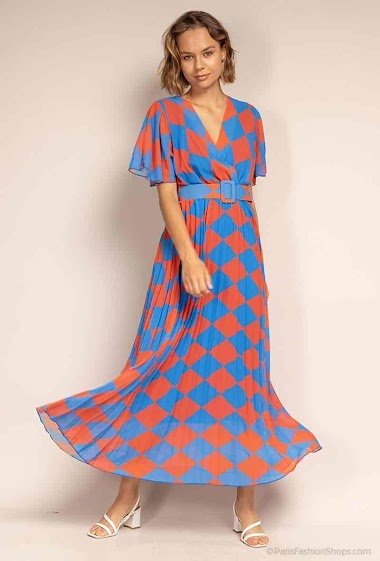 Wholesaler Loriane - Checked wrap dress
