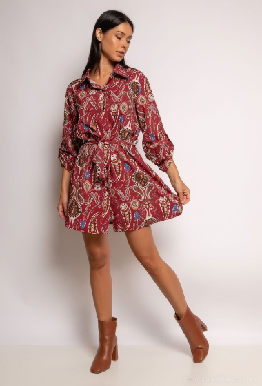 Wholesaler Loriane - Shirt dress with cashmere print