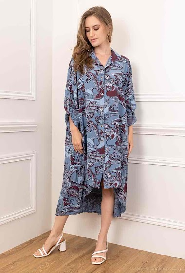Wholesaler Loriane - Asymetrical printed shirt dress