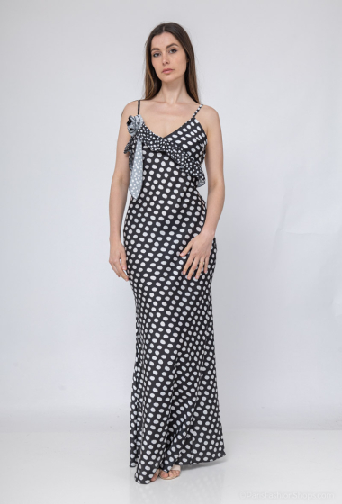 Großhändler Loriane - Kleid mit langen Trägern und Polka-Dot-Print