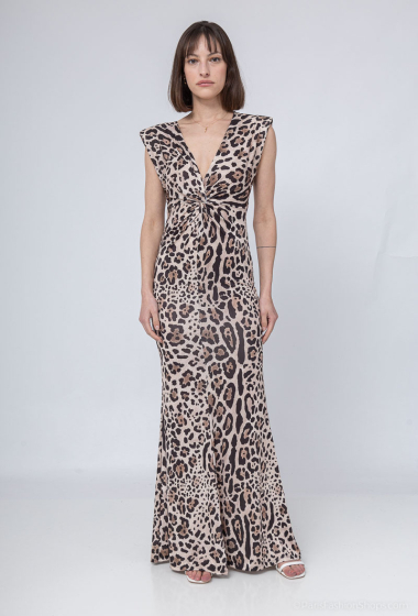 Grossiste Loriane - Robe longue à imprimée léopard