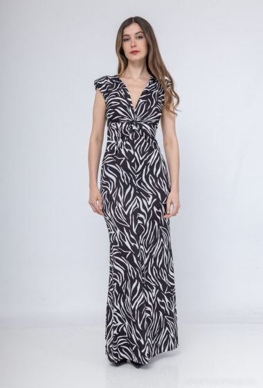 Großhändler Loriane - Langes Kleid mit Zebramuster