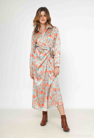 Wholesaler Loriane - Long graphic print wrap dress