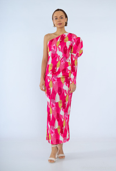 Wholesaler Loriane - Long Dress, Asymmetrical, One Sleeve, Bare Shoulder
