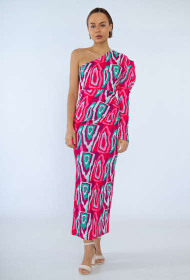 Wholesaler Loriane - Long Dress, Asymmetrical, One Sleeve, Bare Shoulder