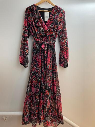 Wholesaler Loriane - Long abstract print wrap dress