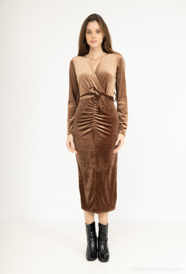 Wholesaler Loriane - Long velvet wrap dress