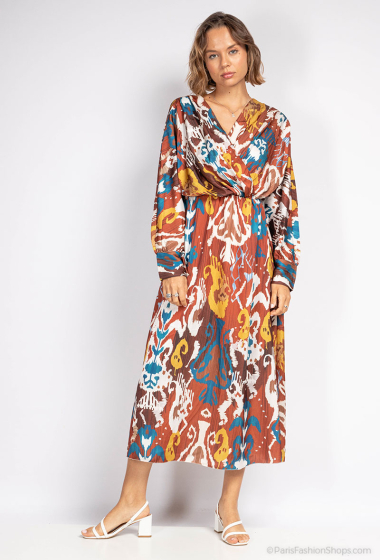 Wholesaler Loriane - Long Printed  wrap dress