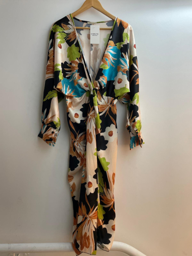 Wholesaler Loriane - Long  print wrap dress