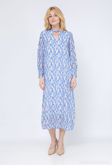 Wholesaler Loriane - Long Printed Dress, Long Sleeves
