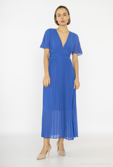 Wholesaler Loriane - Long pleated dress with viscose lining