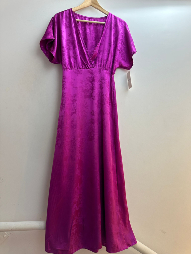Wholesaler Loriane - Long satin dress, floral patterns