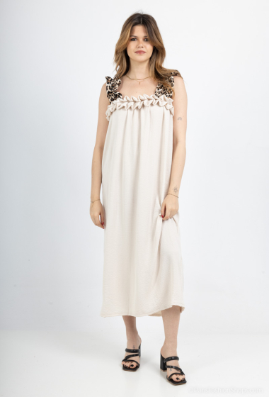 Wholesaler Loriane - Plain long dress with leopard print strap